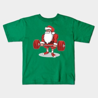 Powerlifting Santa Deadlift Santa Kids T-Shirt